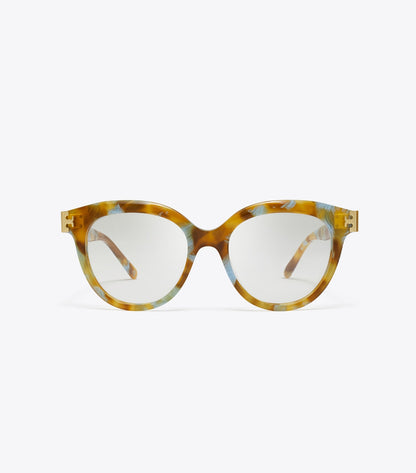 Tory Burch Eleanor Round Eyeglasses - Blue Honey Tortoise
