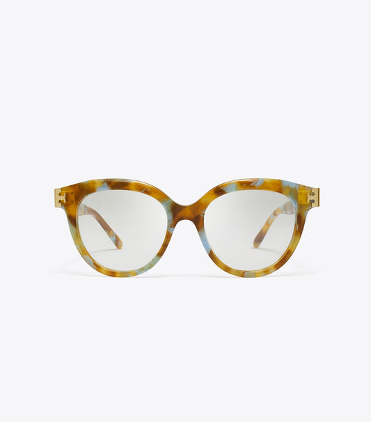 Tory Burch Eleanor Round Eyeglasses - Blue Honey Tortoise
