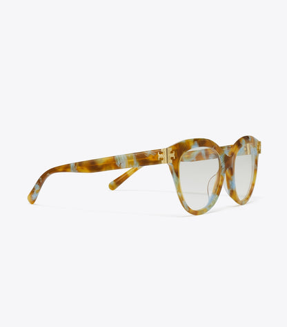 Tory Burch Eleanor Round Eyeglasses - Blue Honey Tortoise