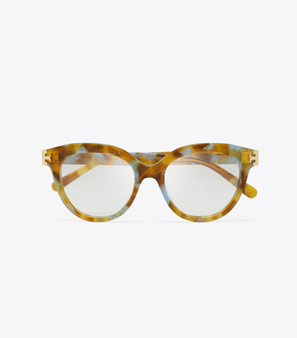 Tory Burch Eleanor Round Eyeglasses - Blue Honey Tortoise