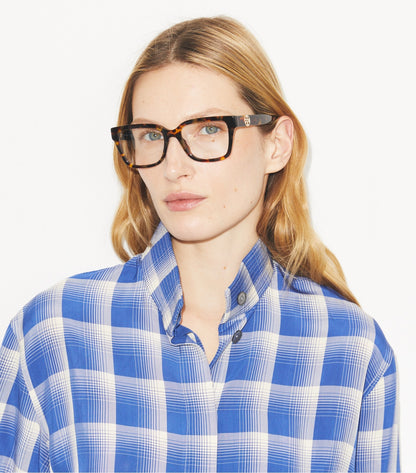 Tory Burch Miller Square Eyeglasses - Dark Tortoise