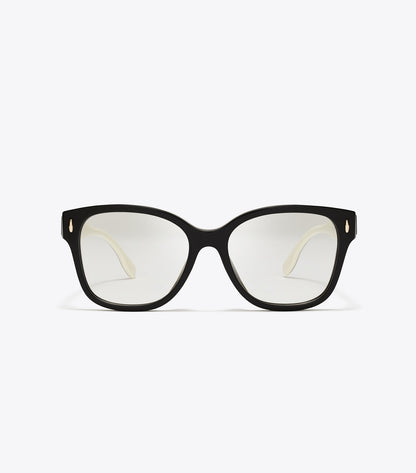 Tory Burch Miller Square Eyeglasses - Black/Ivory