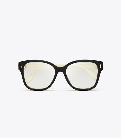 Tory Burch Miller Square Eyeglasses - Black/Ivory