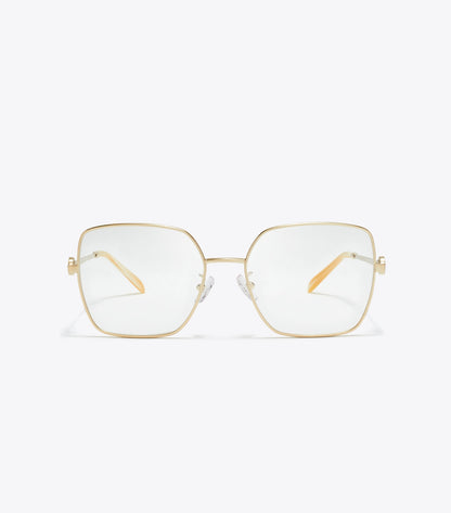 Tory Burch Miller Metal Square Eyeglasses - Brushed Light Gold