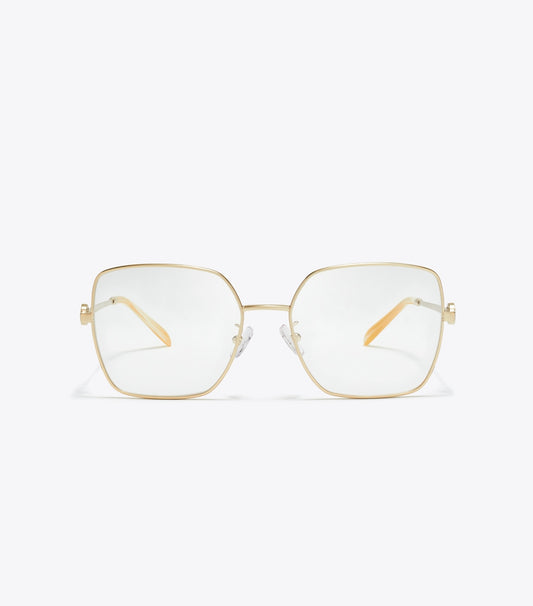 Tory Burch Miller Metal Square Eyeglasses - Brushed Light Gold