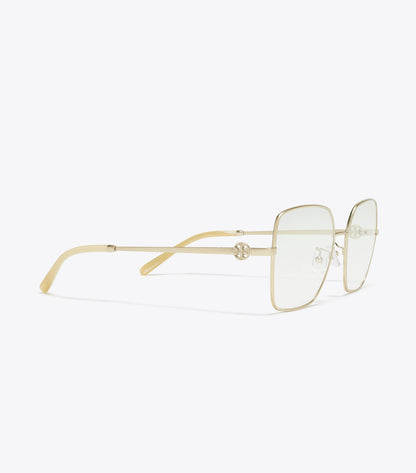 Tory Burch Miller Metal Square Eyeglasses - Brushed Light Gold