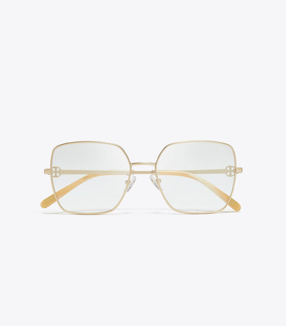 Tory Burch Miller Metal Square Eyeglasses - Brushed Light Gold