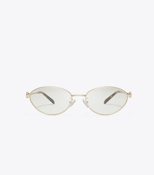 Tory Burch Miller Metal Oval Eyeglasses - Shiny Light Gold
