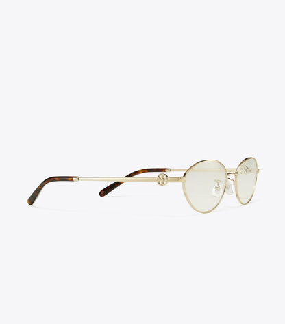 Tory Burch Miller Metal Oval Eyeglasses - Shiny Light Gold
