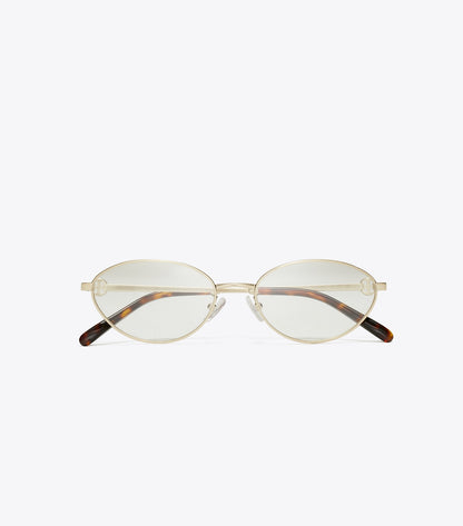Tory Burch Miller Metal Oval Eyeglasses - Shiny Light Gold