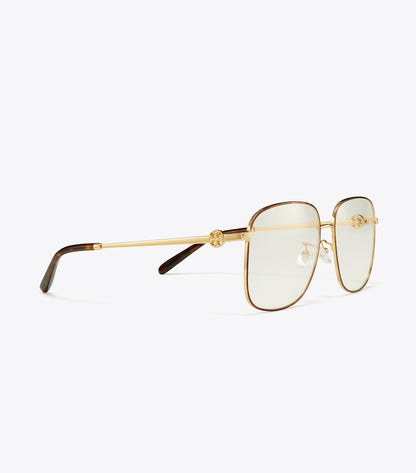 Tory Burch Miller Metal Square Eyeglasses - Gold