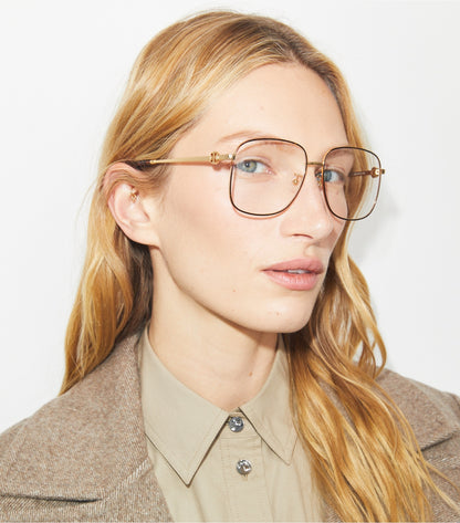 Tory Burch Miller Metal Square Eyeglasses - Gold