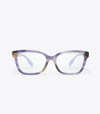 Tory Burch Miller Square Eyeglasses - Purple Striated/Purple