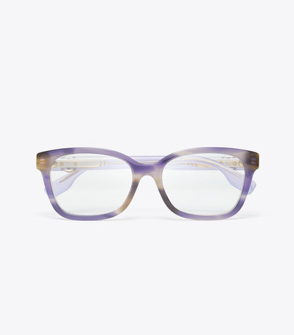 Tory Burch Miller Square Eyeglasses - Purple Striated/Purple