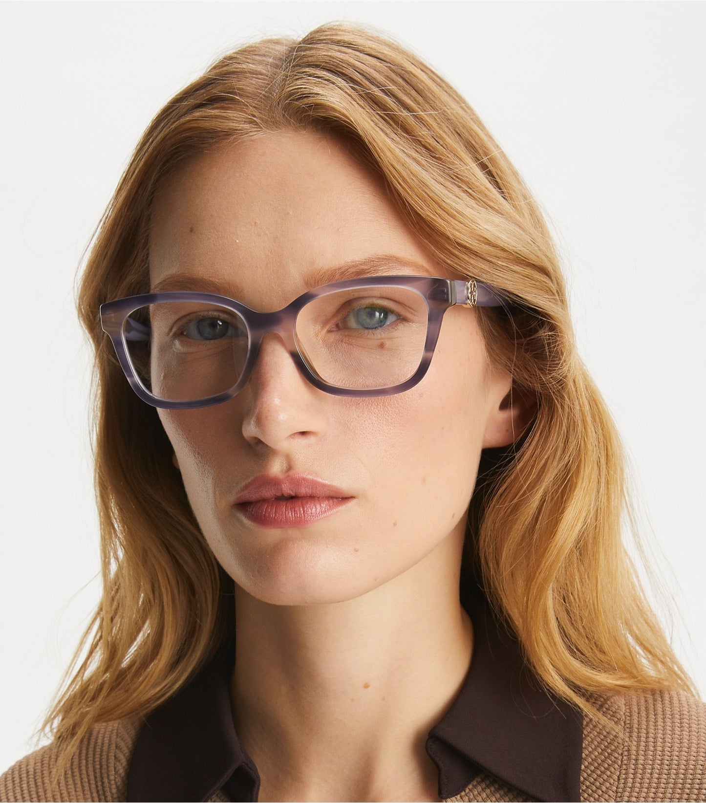 Tory Burch Miller Square Eyeglasses - Purple Striated/Purple