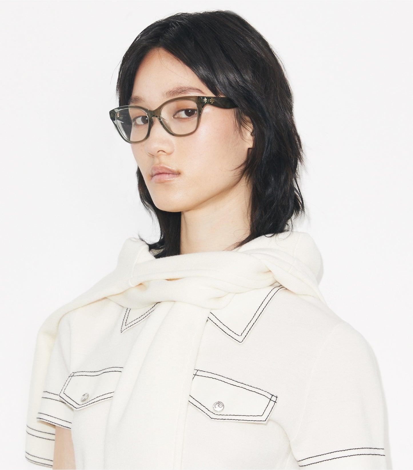 Tory Burch Kira Cat-Eye Eyeglasses - Transparent Sage