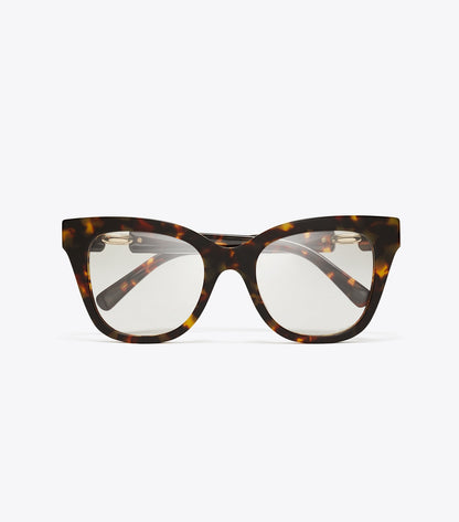 Tory Burch Pierced Oversized Cat-Eye Eyeglasses - Dark Tortoise