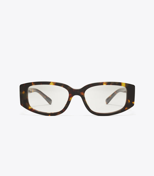 Tory Burch Pierced Rectangle Eyeglasses - Dark Tortoise