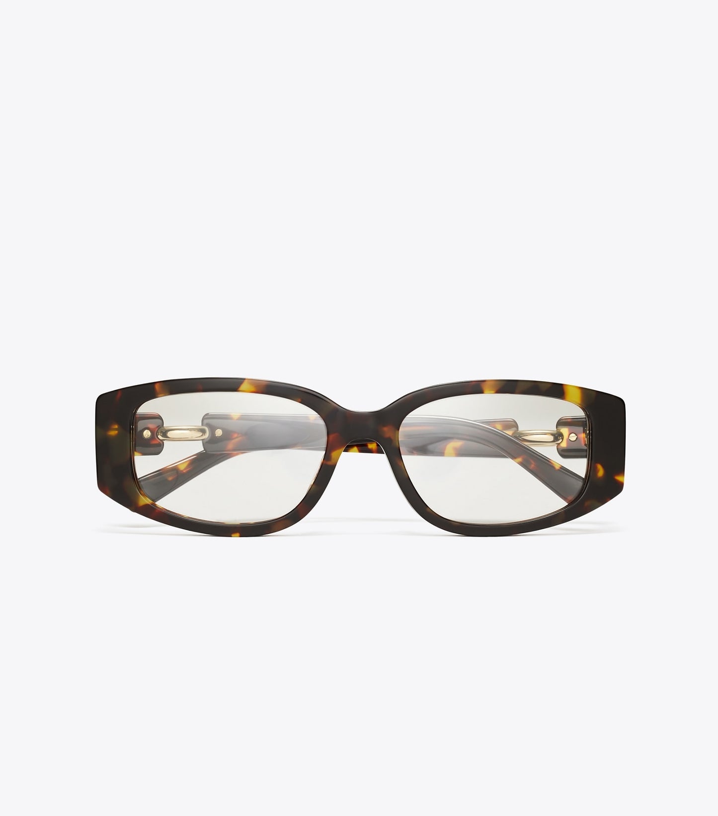 Tory Burch Pierced Rectangle Eyeglasses - Dark Tortoise
