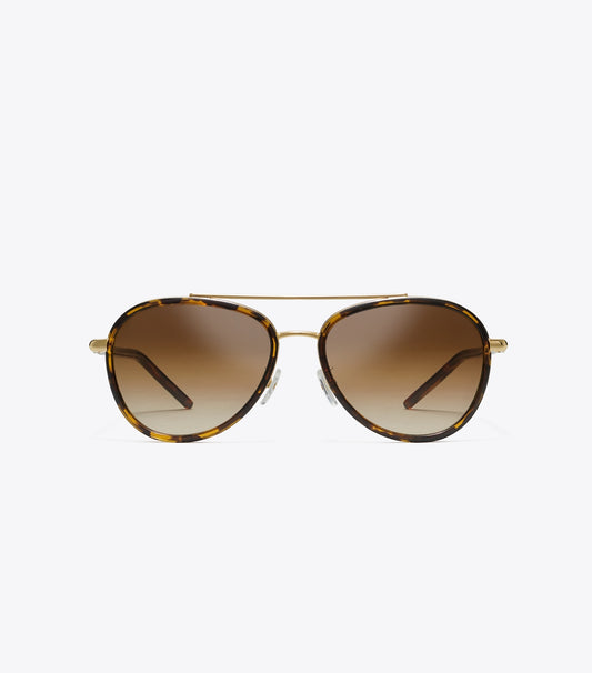 Tory Burch Eleanor Pilot Sunglasses - Dark Tortoise