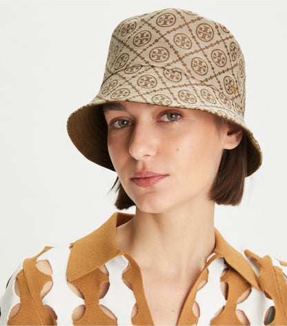 Tory Burch T Monogram Short-Brim Bucket Hat - Tory Navy