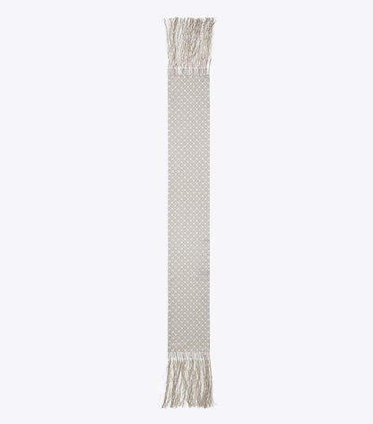 Tory Burch T Monogram Fringed Oblong Scarf - Mini T Monogram Grey