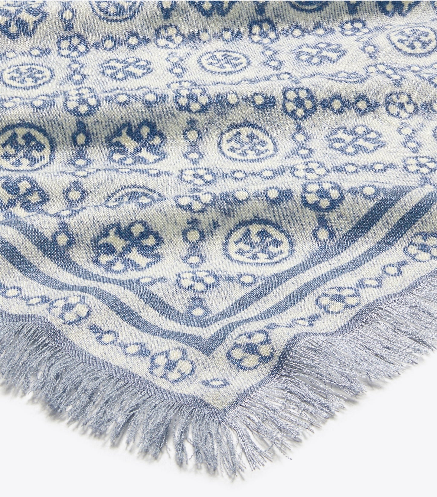 Tory Burch T Monogram Floral Oblong Scarf - Blue T Monogram