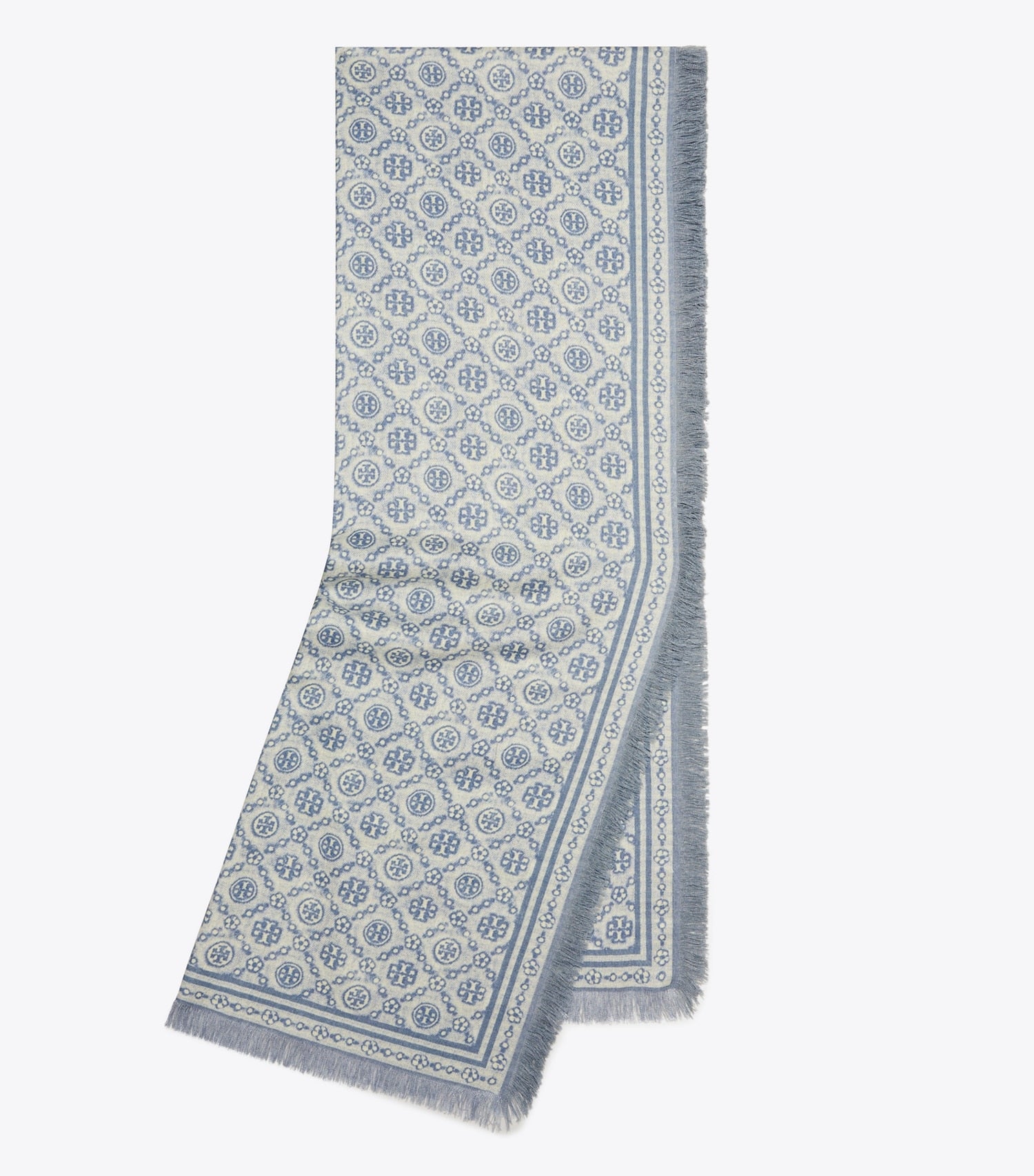 Tory Burch T Monogram Floral Oblong Scarf - Blue T Monogram