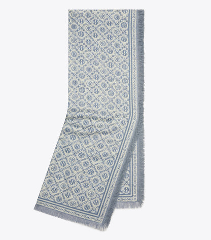Tory Burch T Monogram Floral Oblong Scarf - Blue T Monogram
