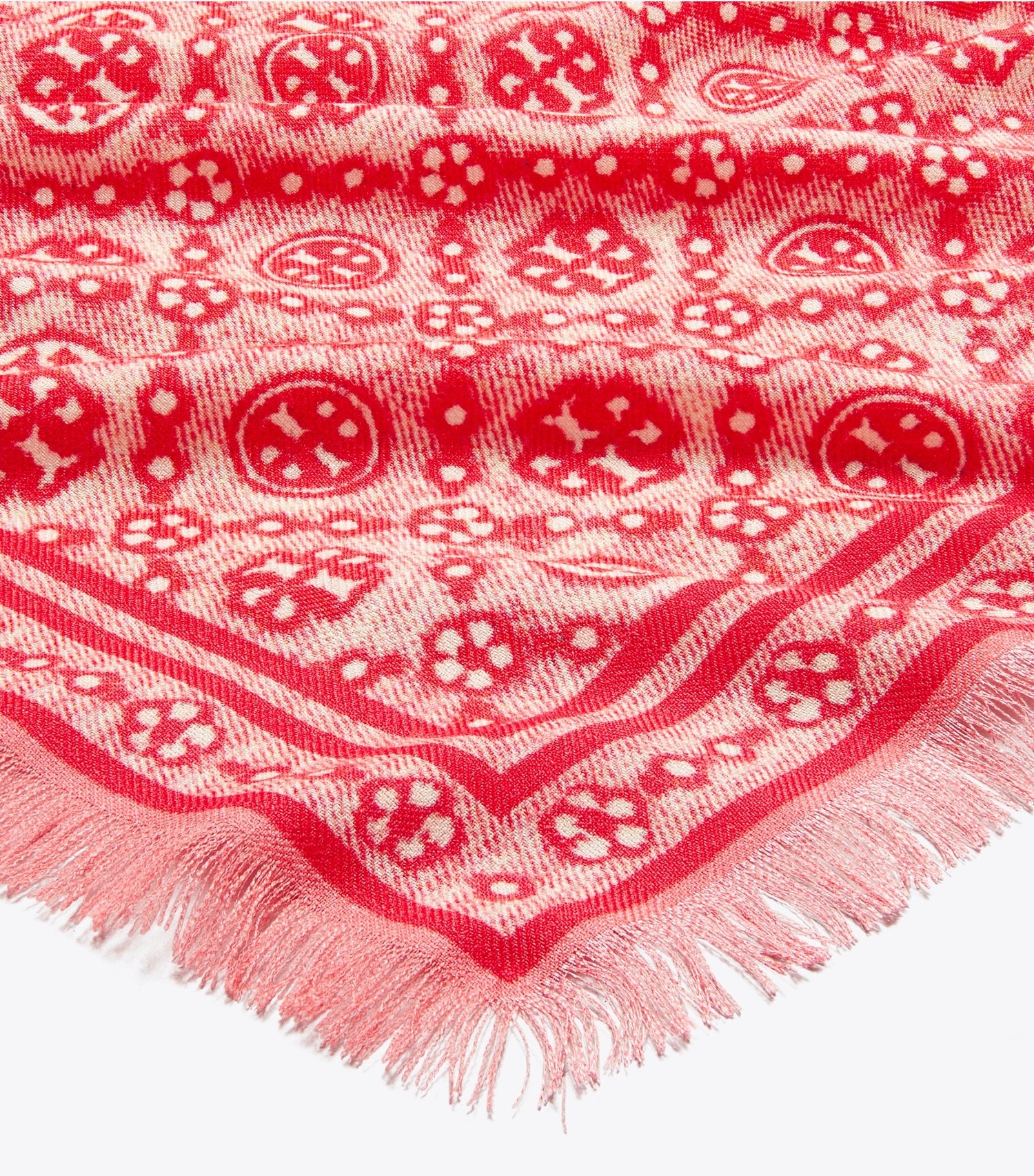 Tory Burch T Monogram Floral Oblong Scarf - Red T Monogram