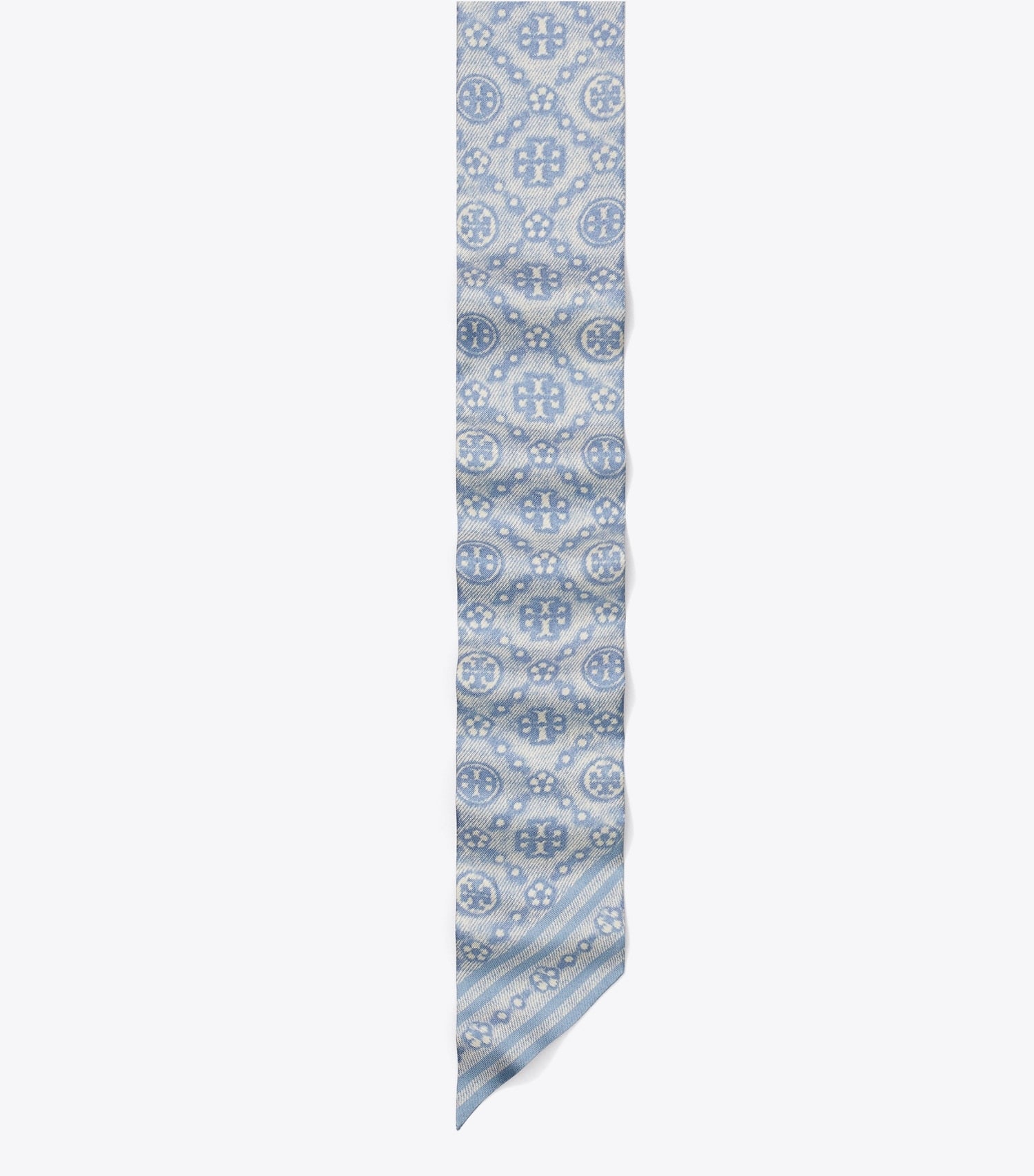 Tory Burch T Monogram Silk Ribbon Tie - Blue