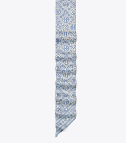 Tory Burch T Monogram Silk Ribbon Tie - Blue