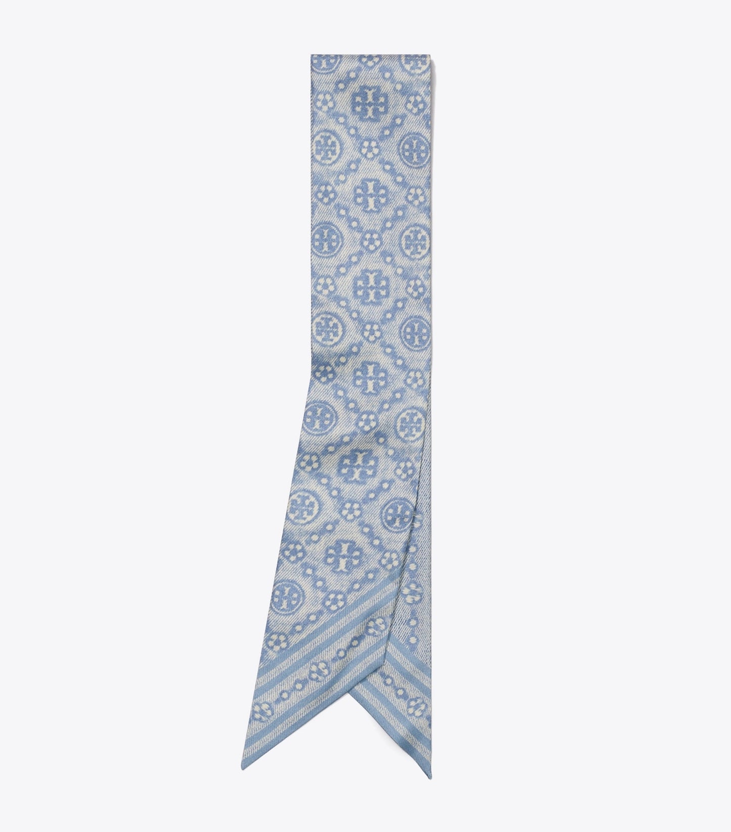 Tory Burch T Monogram Silk Ribbon Tie - Blue