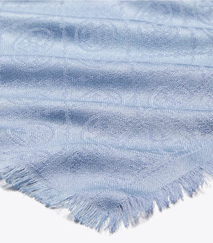 Tory Burch T Monogram Jacquard Oblong Scarf - Blue Dawn