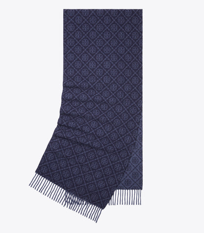 Tory Burch T Monogram Oblong Scarf - Tory Navy