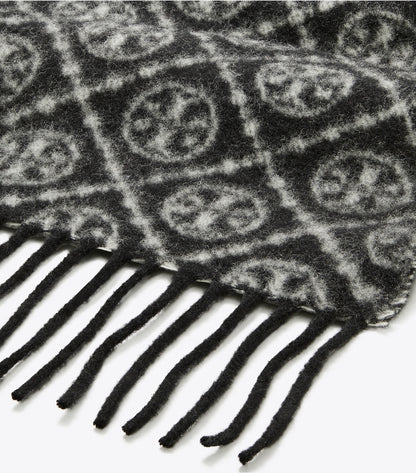 Tory Burch T Monogram Oblong Scarf - Black