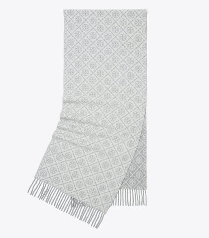 Tory Burch T Monogram Oblong Scarf - Gray