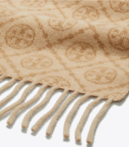 Tory Burch T Monogram Oblong Scarf - Camel