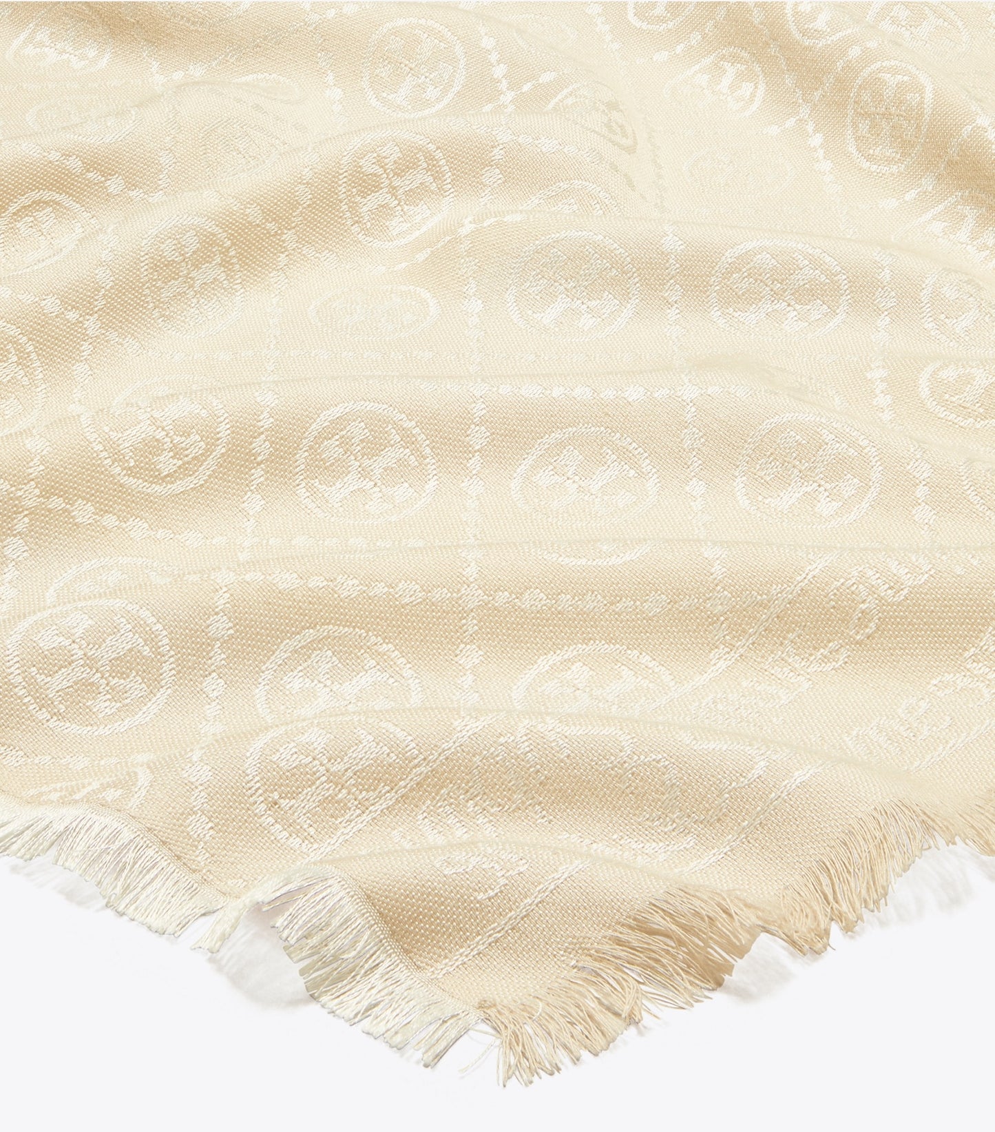 Tory Burch T Monogram Jacquard Oblong Scarf - Light Cream