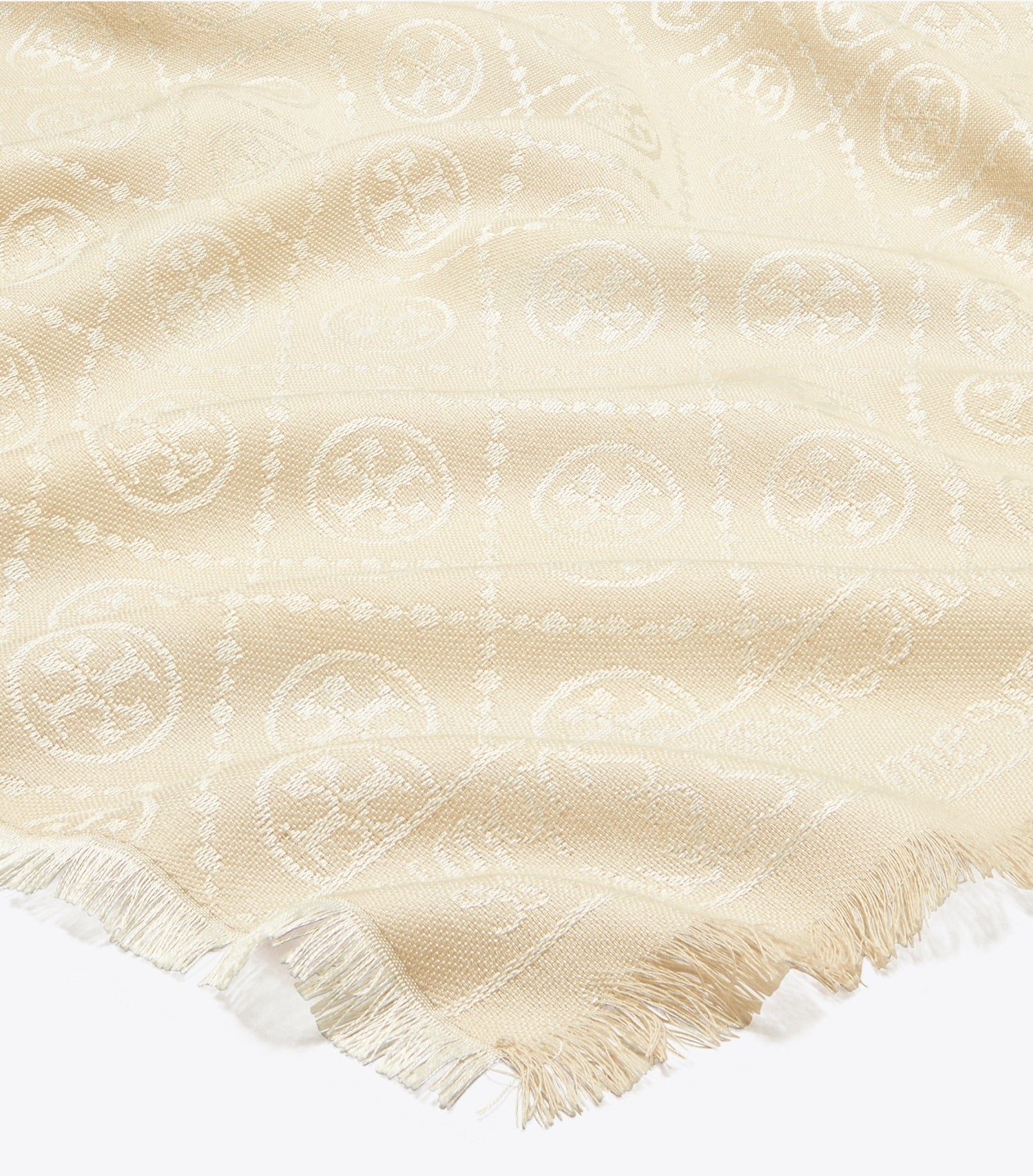 Tory Burch T Monogram Jacquard Oblong Scarf - Light Cream