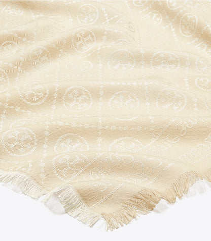 Tory Burch T Monogram Jacquard Oblong Scarf - Light Cream