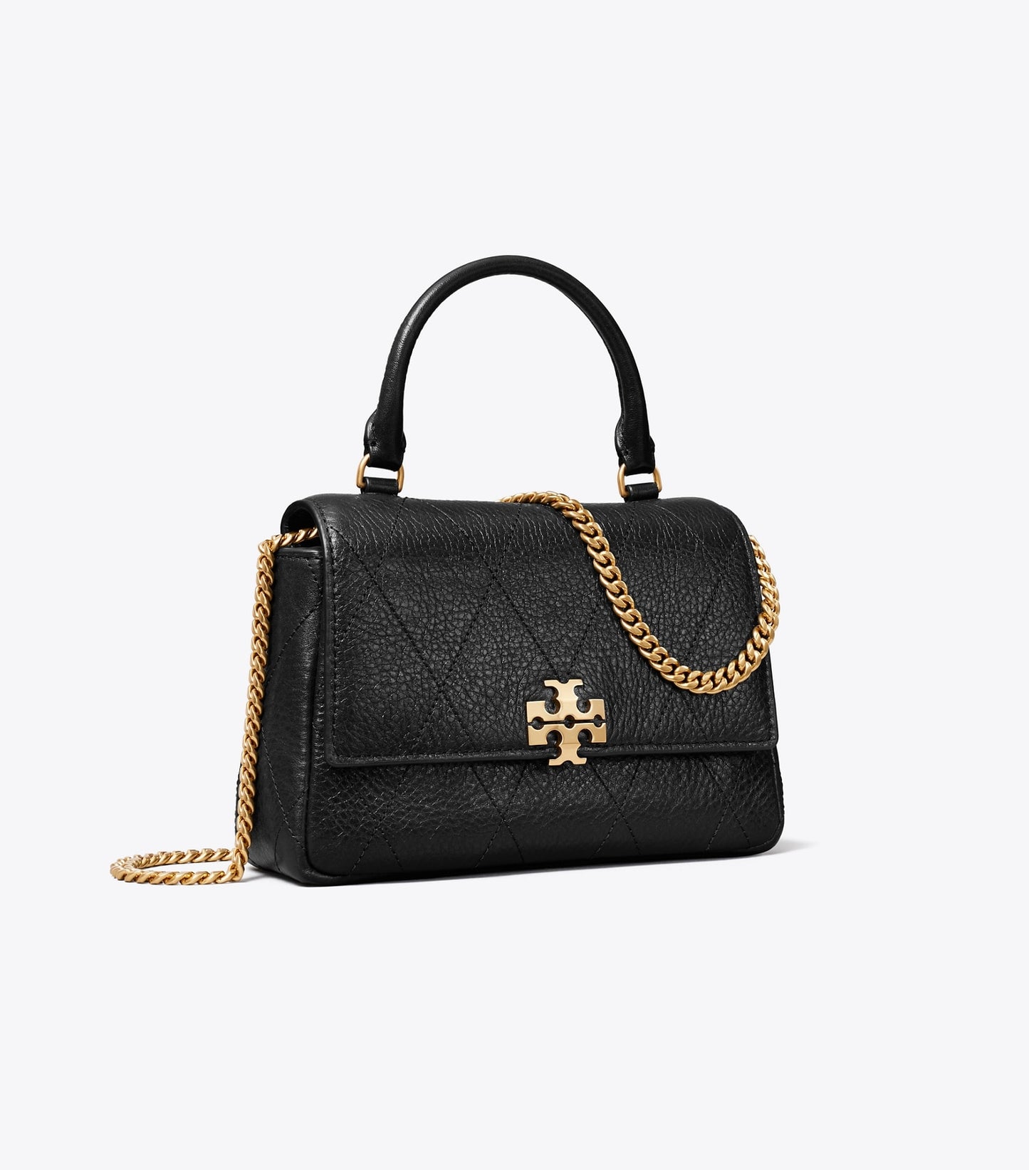 Tory Burch Mini Charlie Quilted Top-Handle Crossbody - Black