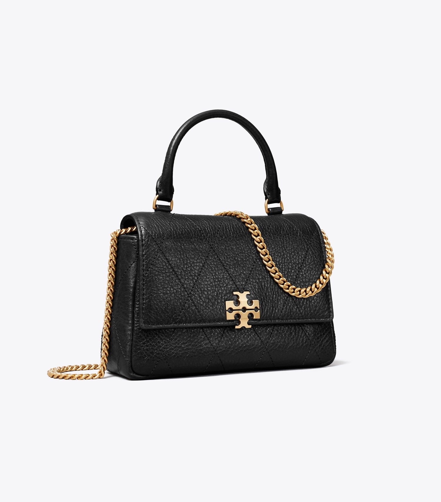 Tory Burch Mini Charlie Quilted Top-Handle Crossbody - Black