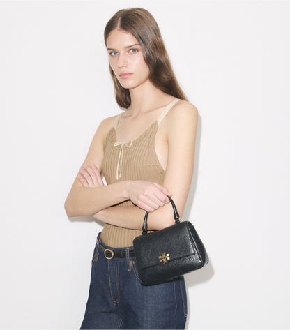 Tory Burch Mini Charlie Quilted Top-Handle Crossbody - Black