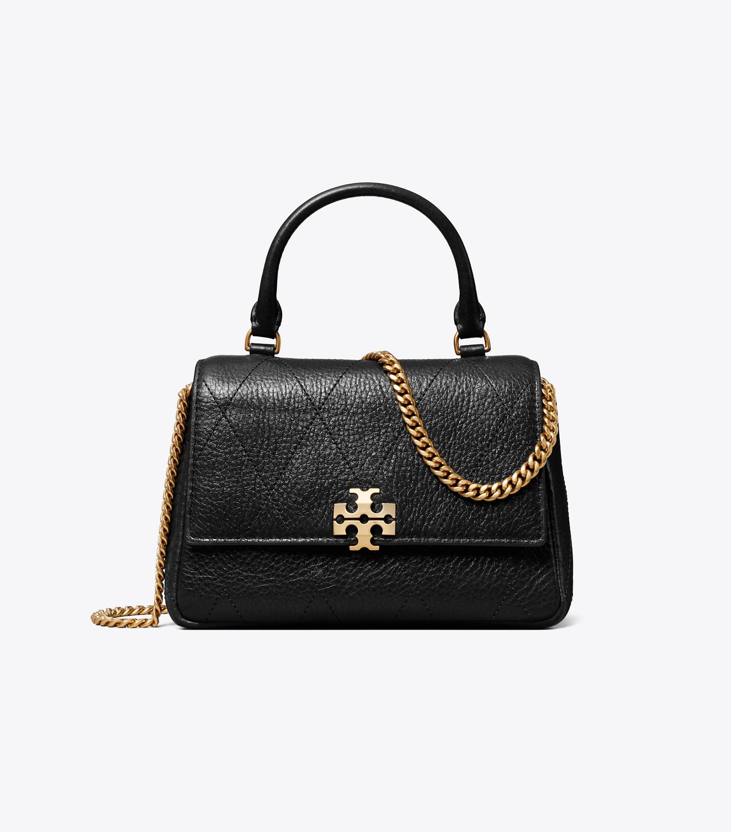 Tory Burch Mini Charlie Quilted Top-Handle Crossbody - Black