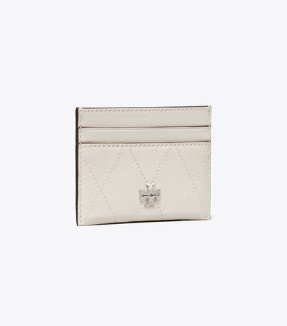 Tory Burch Charlie Quilted Card Case - Light Cream