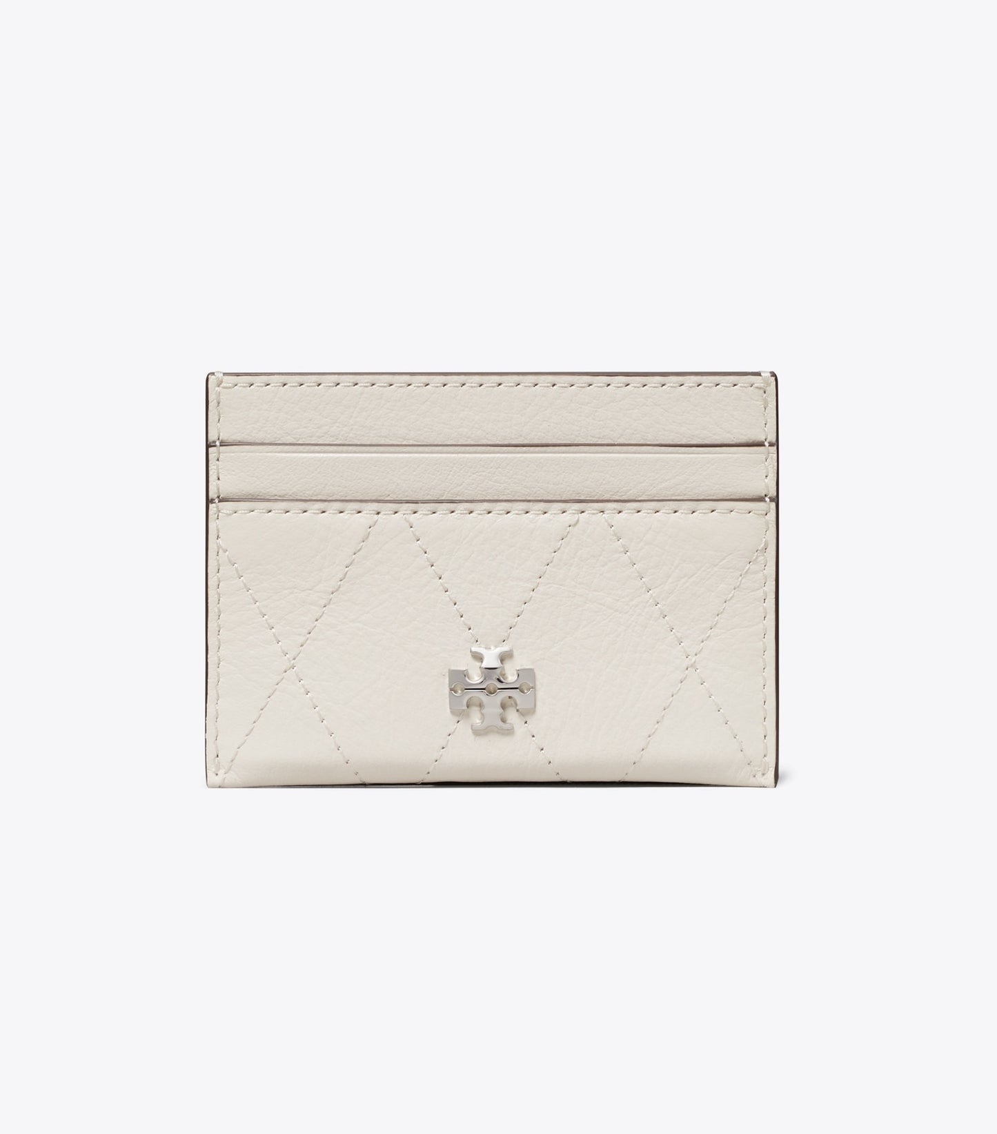 Tory Burch Charlie Quilted Card Case - Light Cream