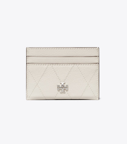 Tory Burch Charlie Quilted Card Case - Light Cream