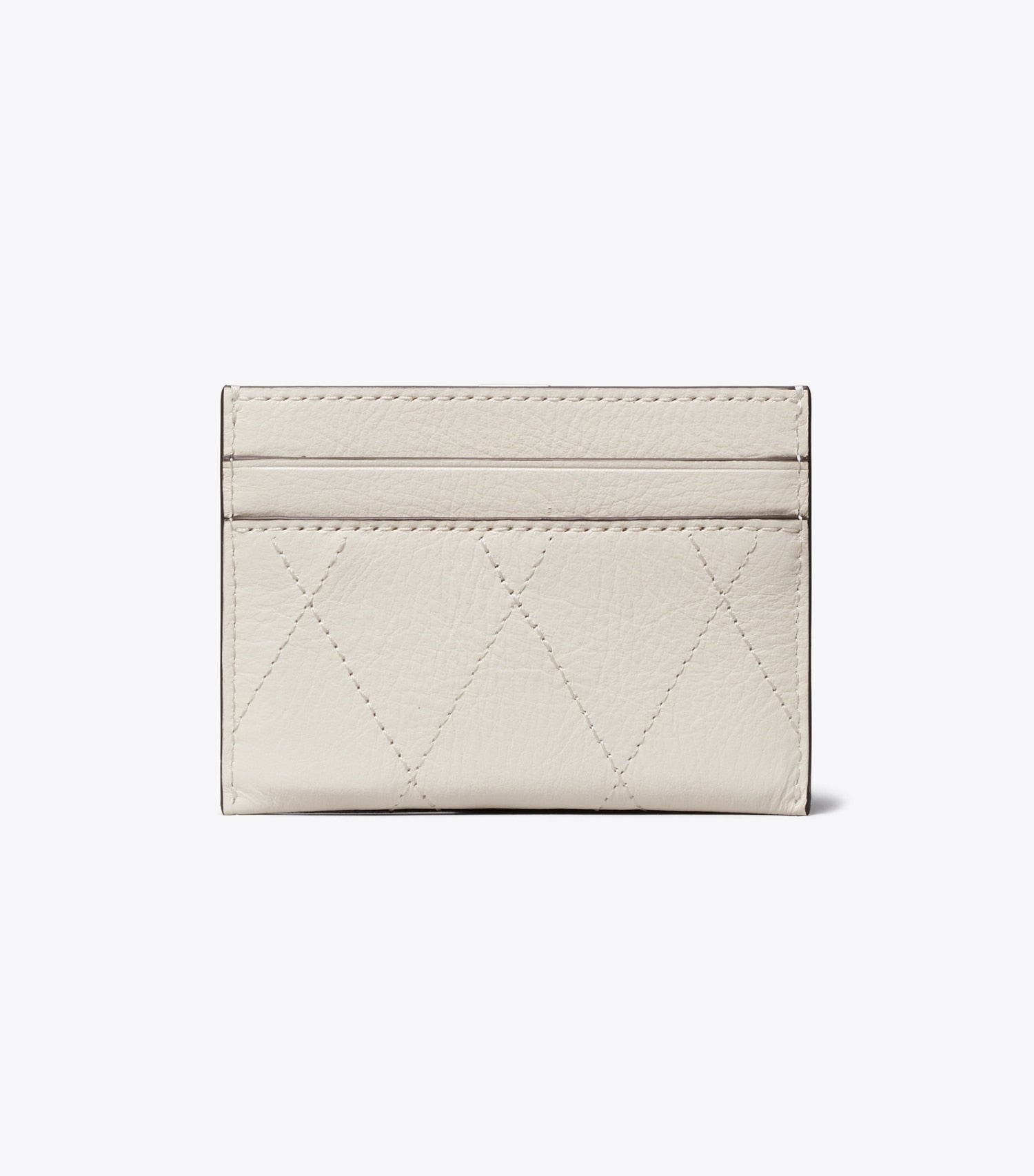 Tory Burch Charlie Quilted Card Case - Light Cream