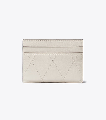 Tory Burch Charlie Quilted Card Case - Light Cream